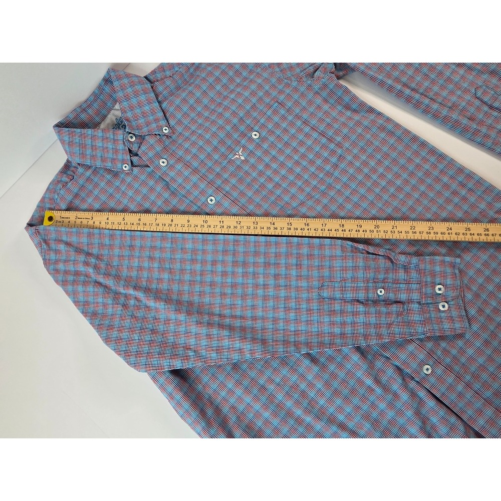 Wrangler 20X Shirt Mens Medium Blue Red Plaid Advanced Comfort Western Cowboy - Picture 6 of 7